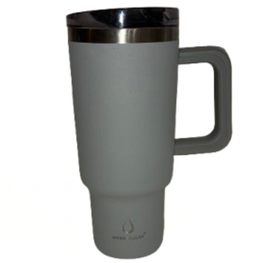 Hydro Clear TUMBLER Gray Insulated Travel Mug with handle TO GO CUP THERMOS